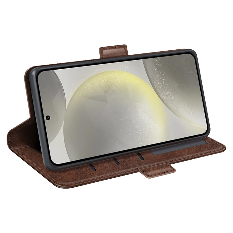Samsung Galaxy S24 FE Vintage Leder Tasche Flip Cover Fashion Design - Braun