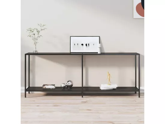 Table console Noir 200x35x75,5 Verre trempé 2