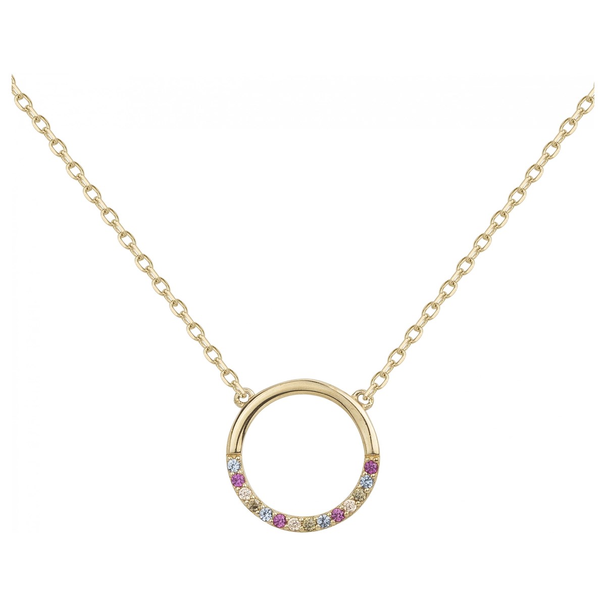 Collier en Plaqué Or avec oxyde de zirconium multicolore