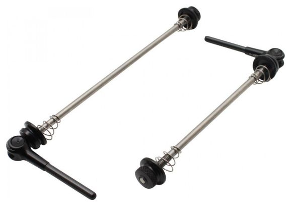 BLOCAGE RAPIDE DE ROUE ROUTE AVANT   ARRIERE AXE ET EMBOUT EN TITANE ANODISE NOIR (PAIRE 42g) (KIT 2 PIECES)