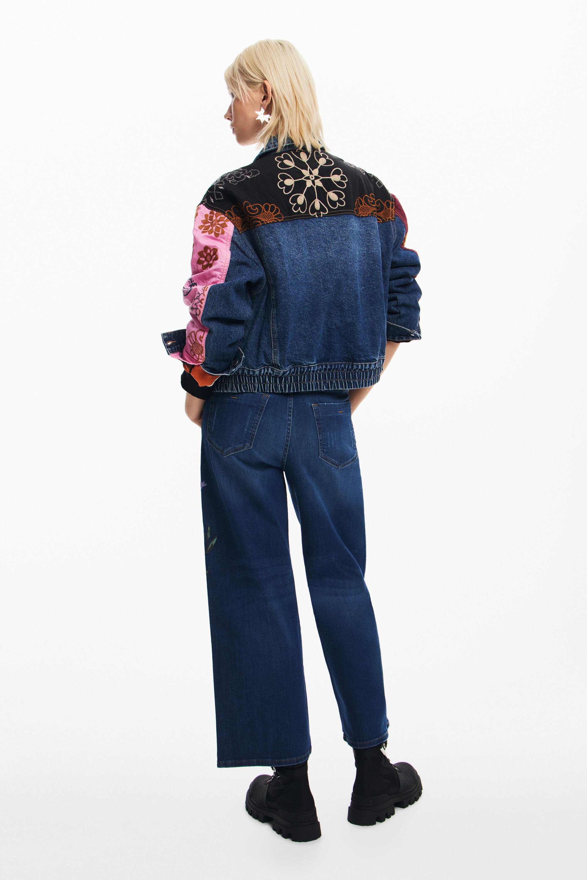 Jaqueta patchwork de jeans