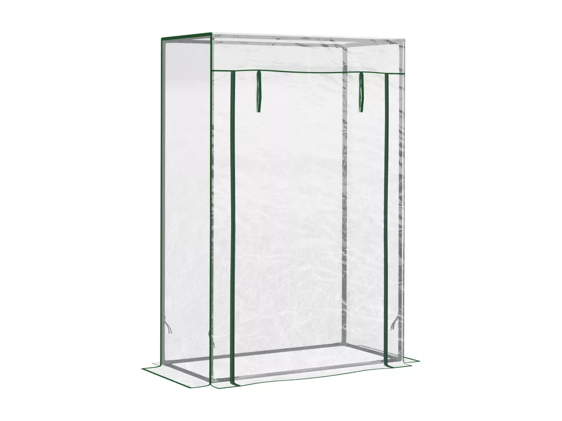 Serre de Jardin serre à tomates 1L x 0,5l x 1,5H m porte zippée déroulante acier thermolaqué PVC haute densité 140 g/m² anti-UV