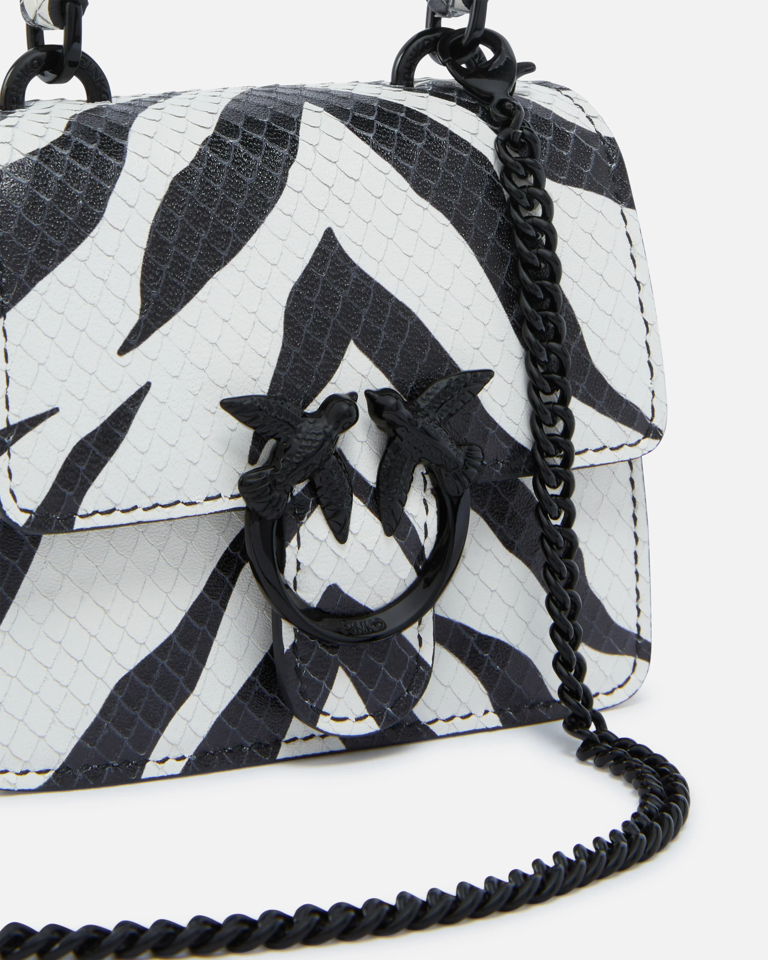 Sac à main micro love bag à motif zébré | Blanc