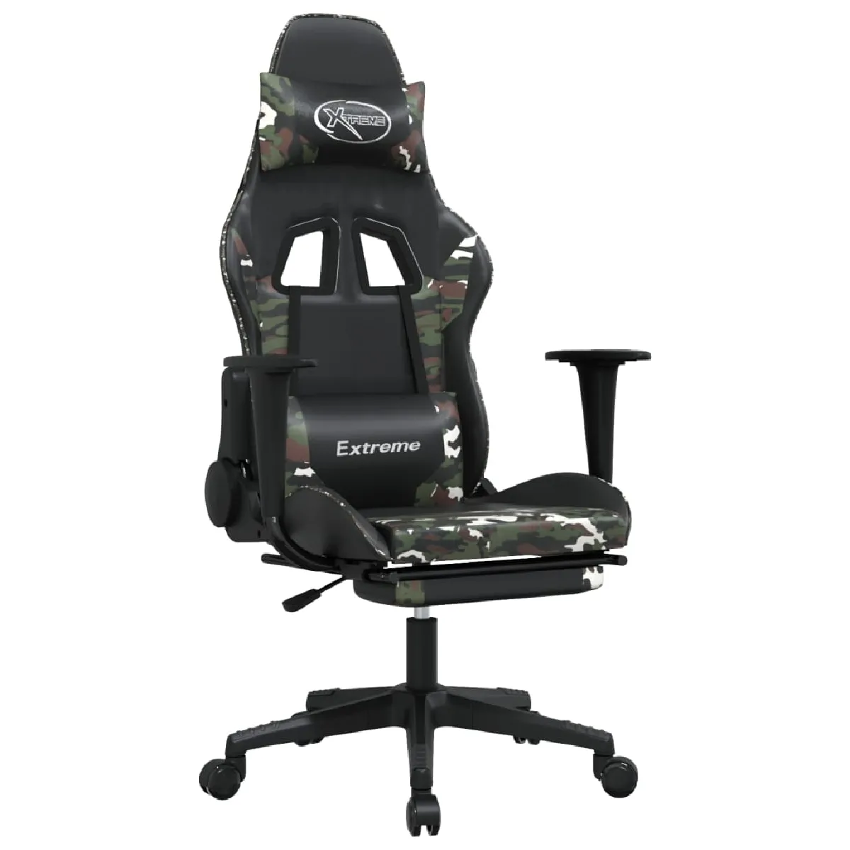 vidaXL Chaise de jeu avec repose-pied - Noir et Camouflage