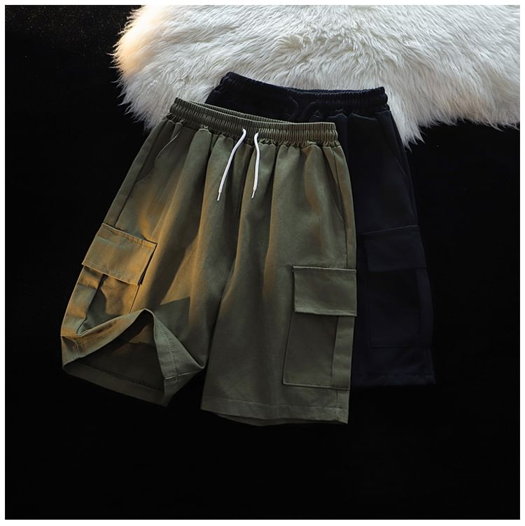 Whyessa - Effen shorts met trekkoordtaille