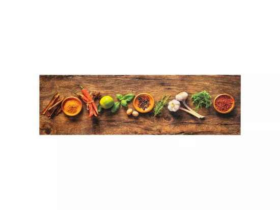 Tapis de cuisine lavable impression d'épices 45x150 cm velours