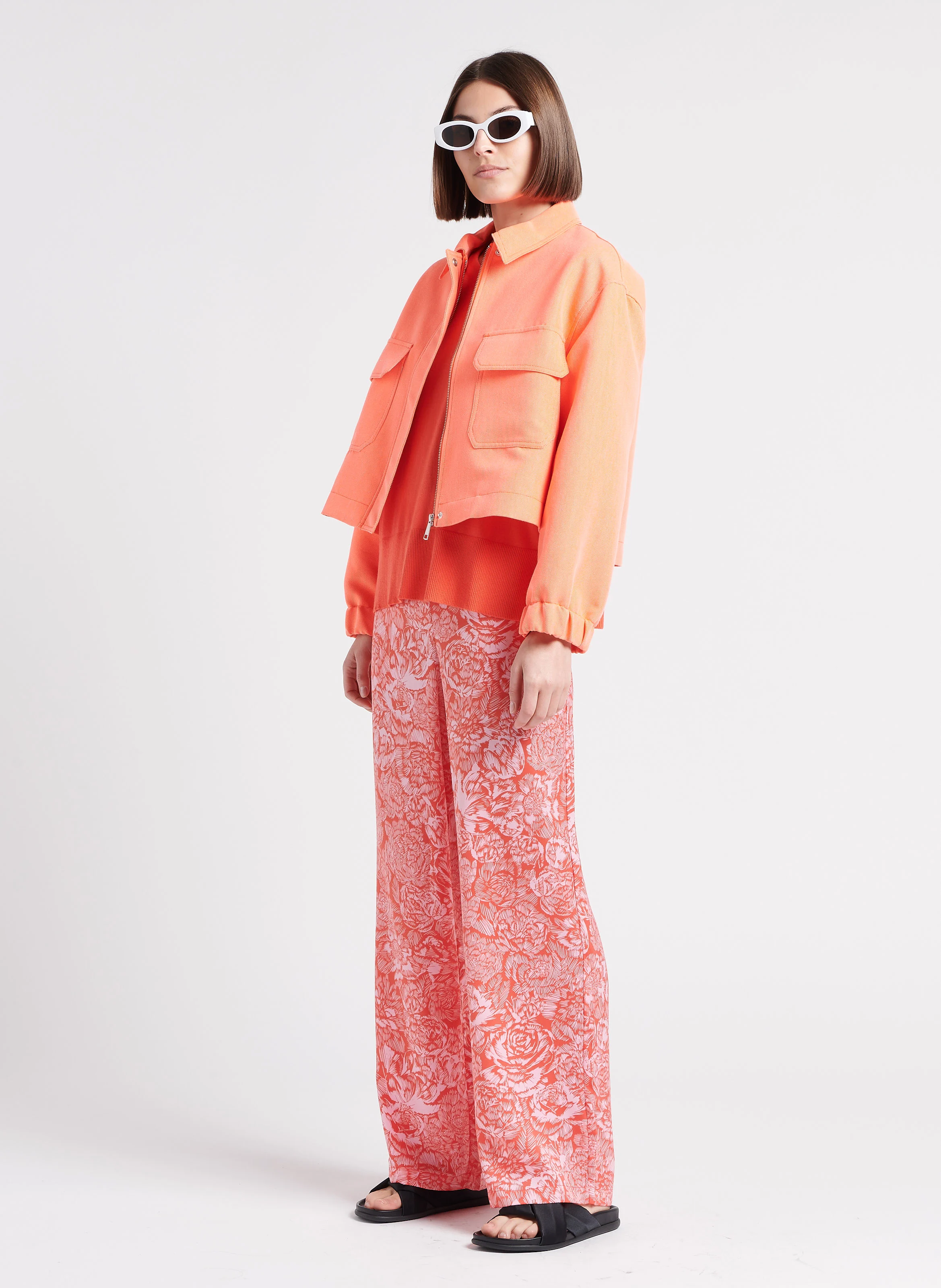 DALINDA - Pull col rond en maille mélangée | Rose