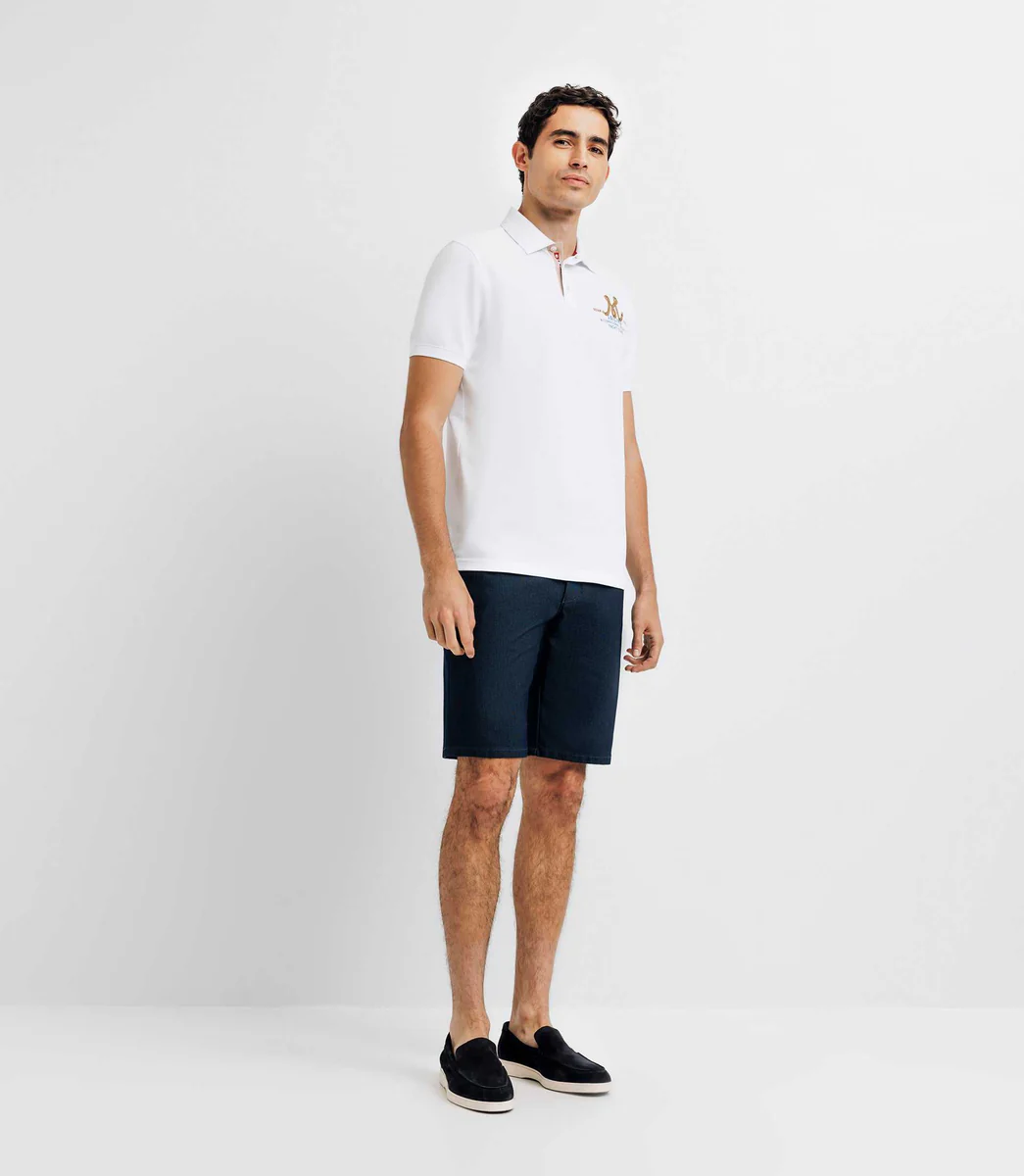 Polo nid d'abeille avec patch blanc