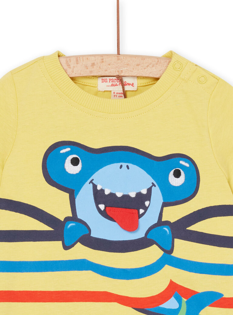 T-shirt ambre jaune à motif requin marteau