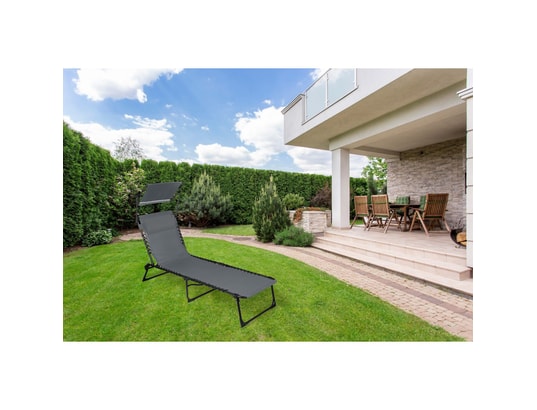 SUNNYDAYS - Bain de soleil Lot de 2 bains de soleil avec parasol et coussin - gris anth...