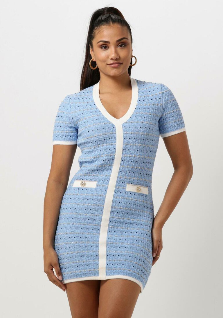 LIU JO lichtblauwe liu jo mini jurk abito maglia m/c structur