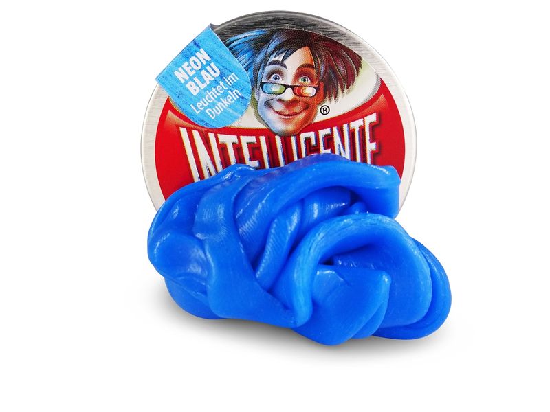 Intelligente Knete Knetmasse Kleine Dosen Neon Blau 18 Gram Clevere Knete mit besonderen Eigenschaften und in praktischer Metalldose