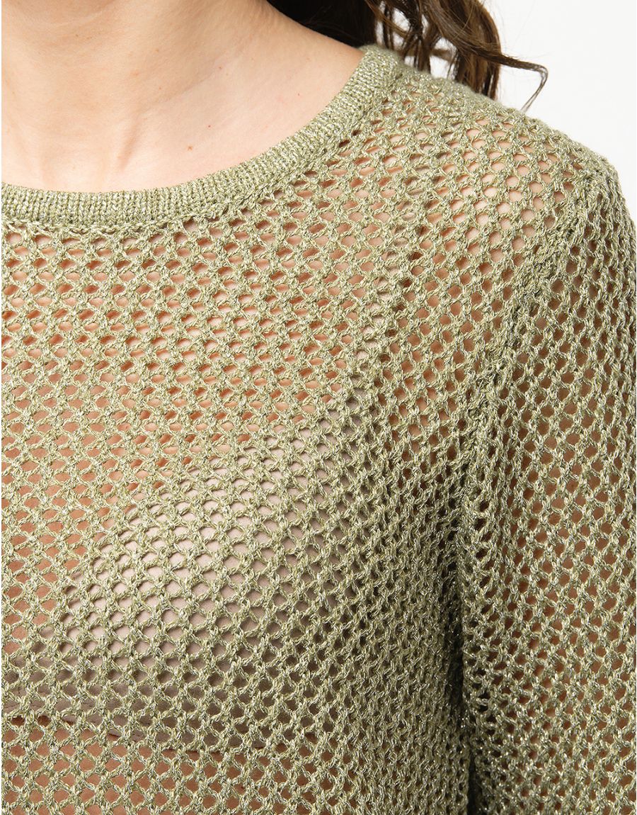 Pull vert maille filet