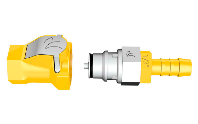 Lilie Push-and-Connect Ventiladapter Schnellkupplung Weissgelb inkl. Absperrfunktion