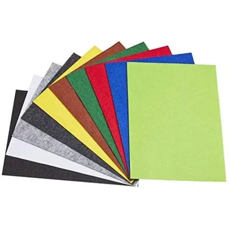 hobbyfun 10 Filzplatten 1 mm, DIN A4, selbstklebend, 1 Stück, farblich sortiert