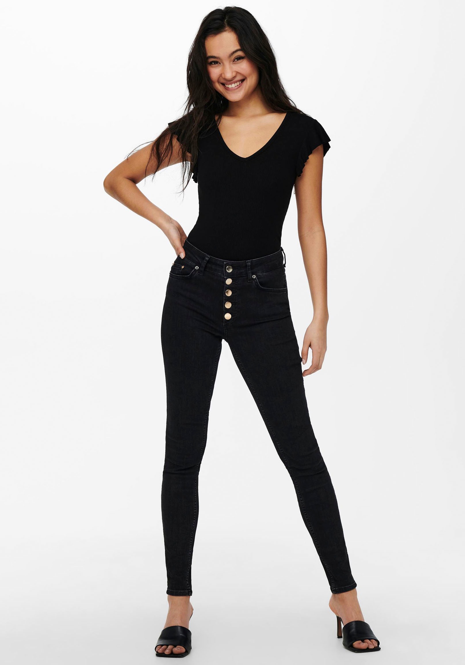 ONLY V-Shirt »ONLBELIA – V-Ausschnitt für femininen Sommerkomfort«, regular fit, Single Jersey, Viskosemischung, V-Ausschnitt, unifarben