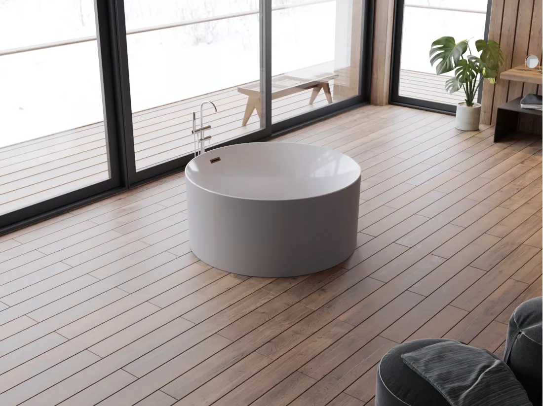 Baignoire îlot ronde LOOM 2.0 Grise 130x130cm, by SPALINA