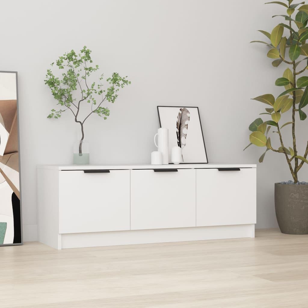 TV Schrank Lowboard TV Möbel Tisch Board Sideboard Fernsehtisch Fernsehschrank HiFi-Schrank 102x35x36,5cm Holzwerkstoff Weiß
