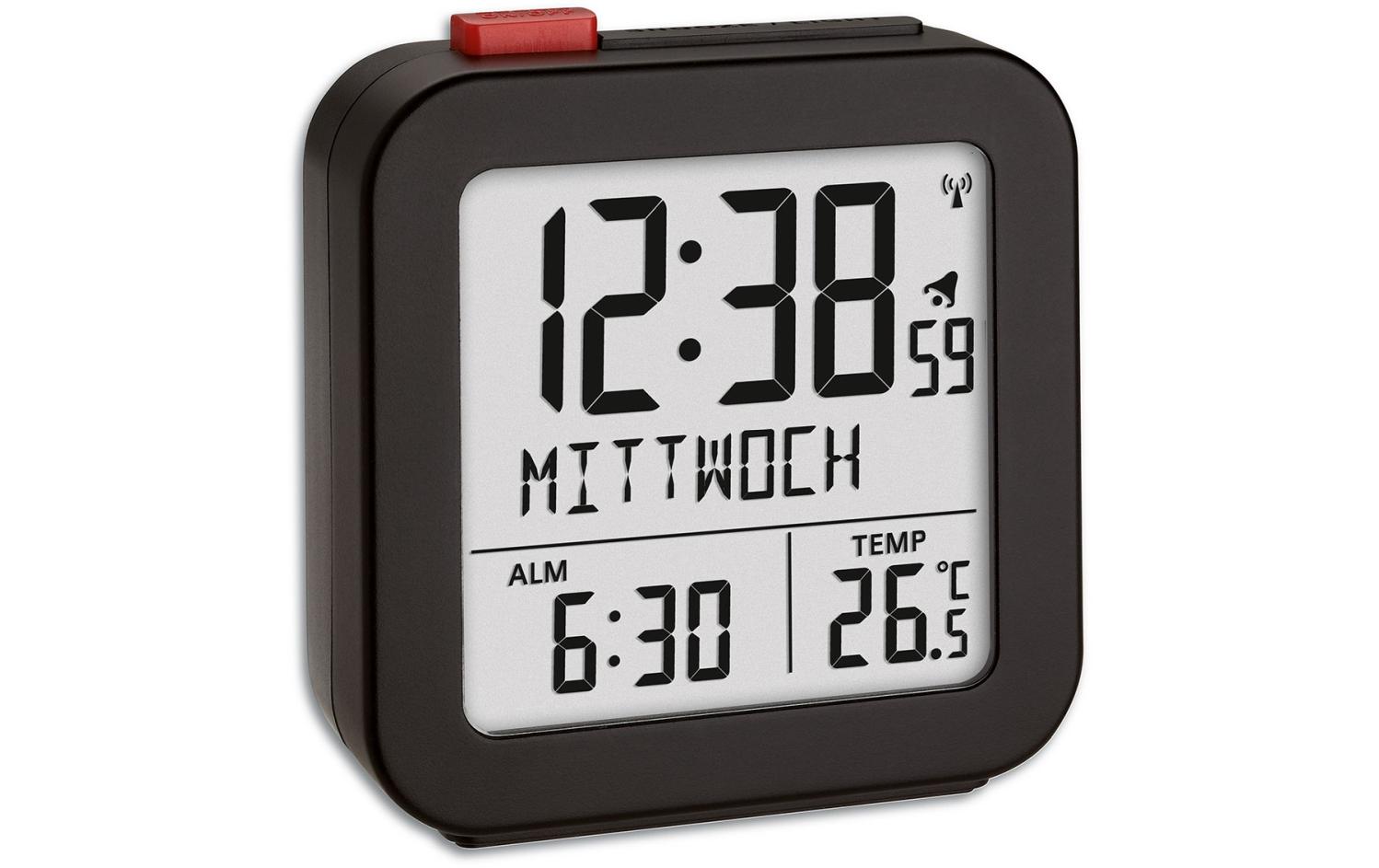 Funkwecker SchwarzDigitale Uhr mit Alarm mit Snooze-Funktion