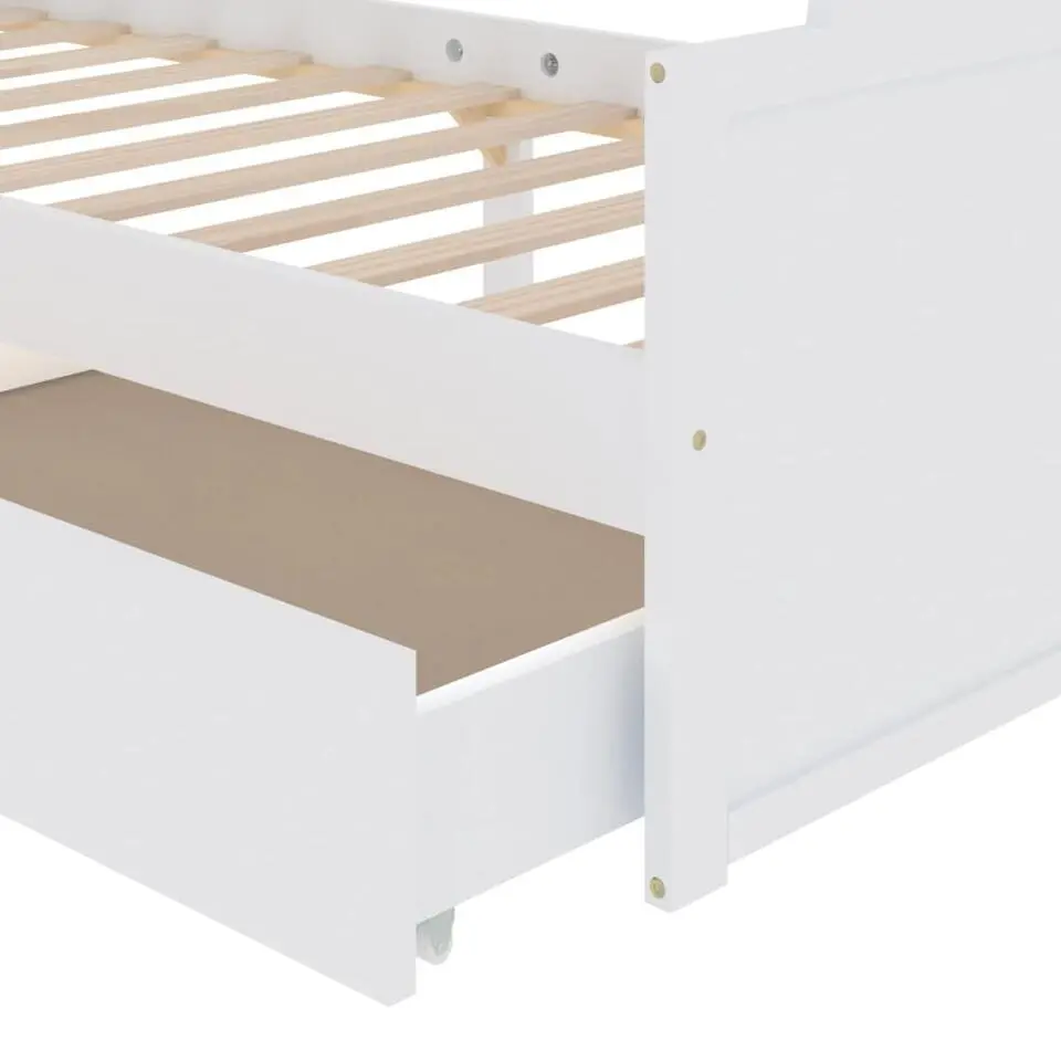 vidaXL - Bed frame met lades - Wit - Massief grenenhout - 90x200 cm