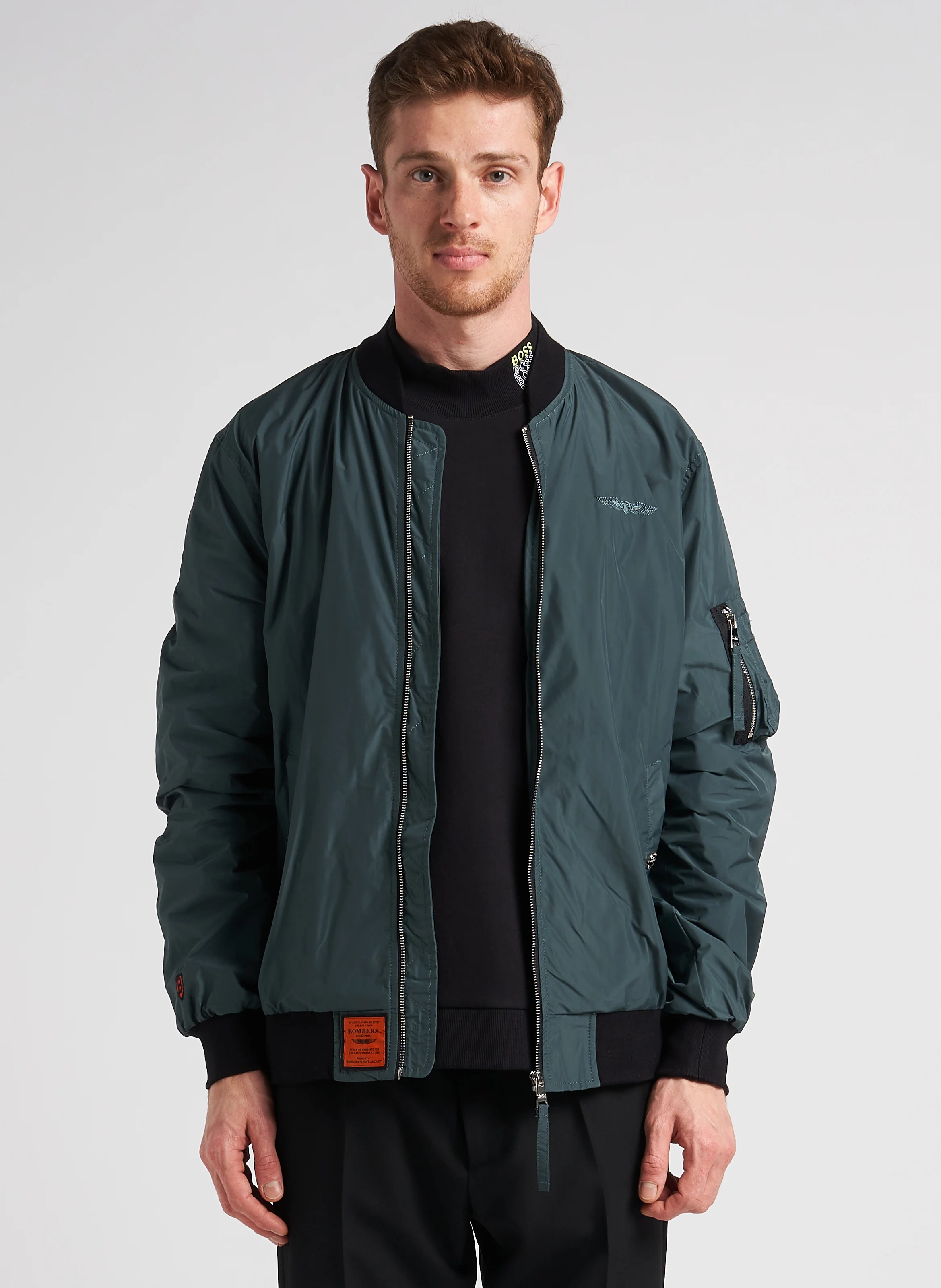 MA1 - Bomber col teddy regular-fit zippé | Vert