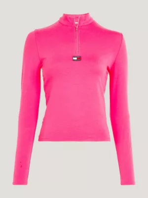 Blusa de gola alta com zíper e modelagem justa
