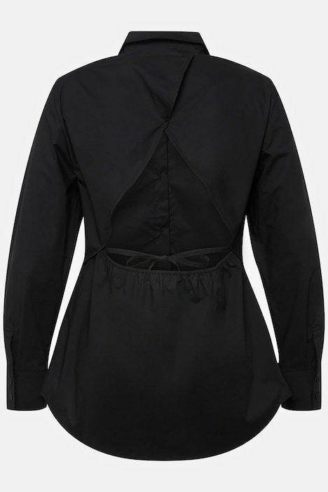 Bluse, Papertouch, Rücken-Cut-Out, Stehkragen, Langarm