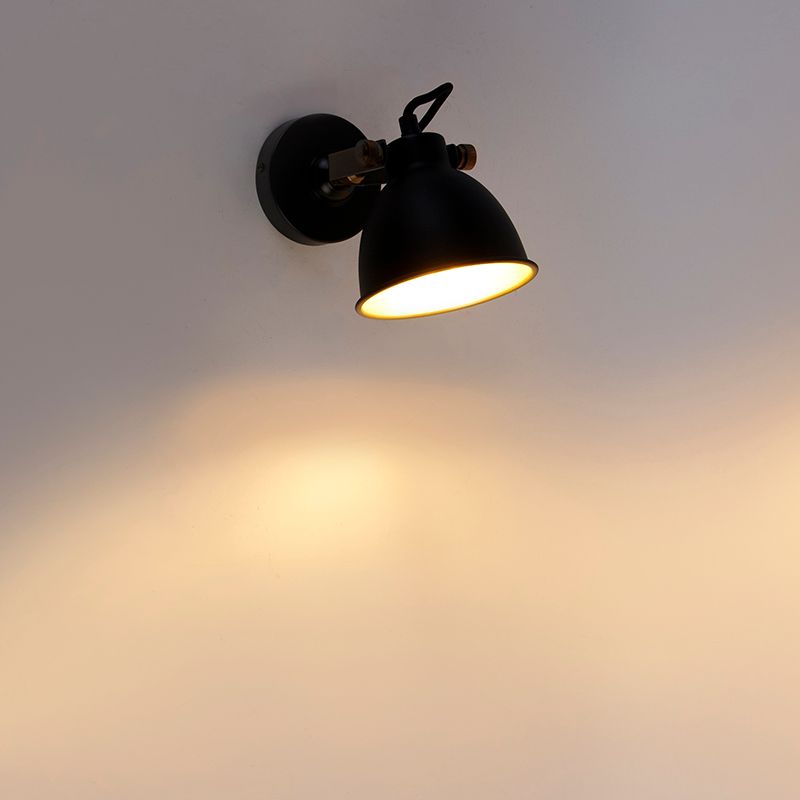 Industriële wandlamp zwart met goud verstelbaar - Liko