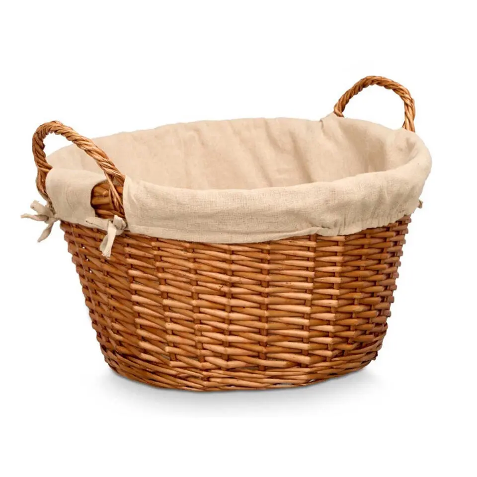 Rieten opberg mand - gevlochten riet - bruin - 51 x 45 x 28 cm