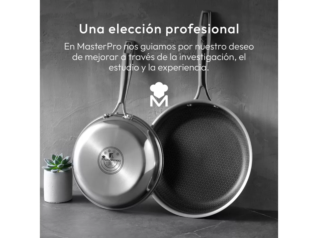Set de poêles à frire MasterPRO en acier inoxydable Ø24x4,7 cm + Wok Ø28x8 cm