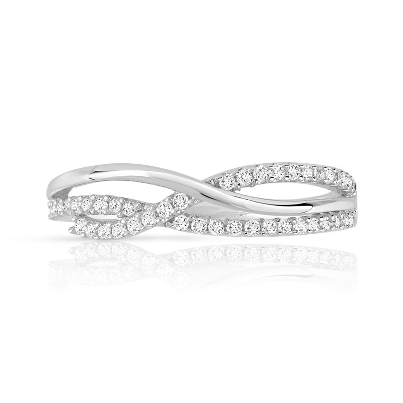 Bague argent 925 croisée zirconias