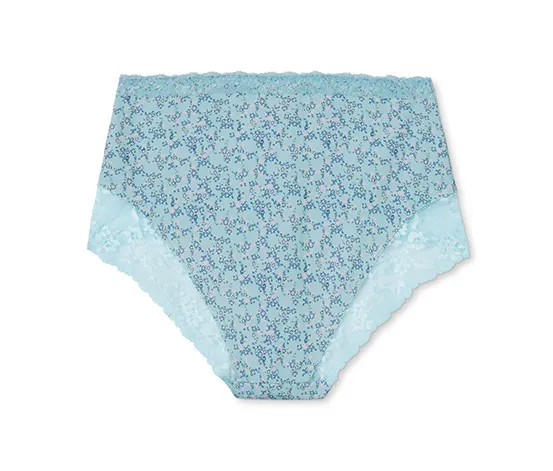 Highwaist-Panty, türkis mit floralem Alloverprint