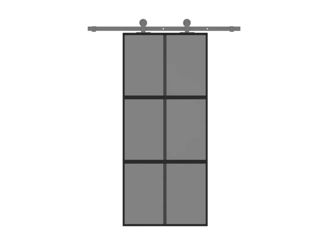 Porte coulissante noir 90x205 cm verre trempé aluminium