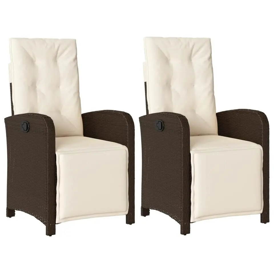 vidaXL - Verstelbare tuinstoelen - Voetensteun - Bruin - Poly rattan - 2 stuks