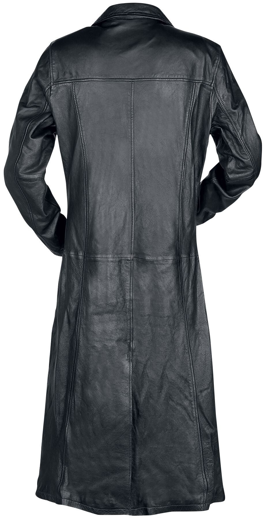 Manteau Long Noir En Cuir Avec Col | Gothicana by EMP Manteau en cuir