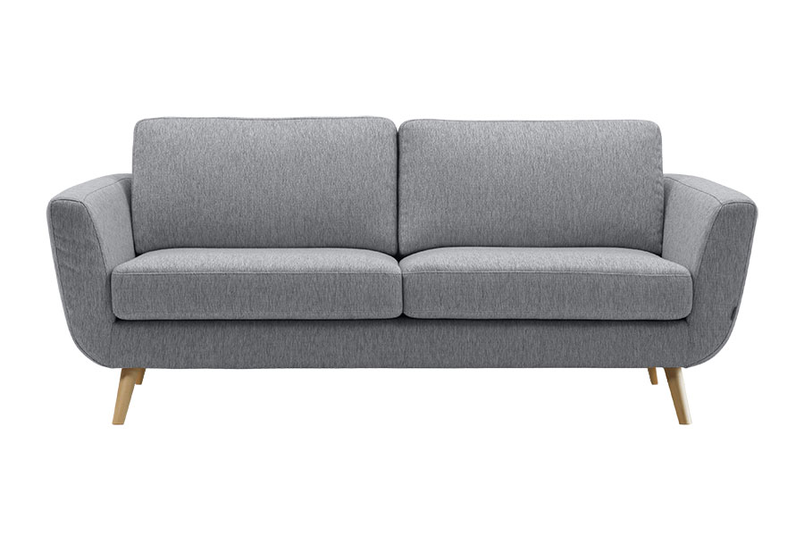 Sun sofa 2,5-seter. Tekstil Cortina 1108-75 Silver med ubehandlede treben.