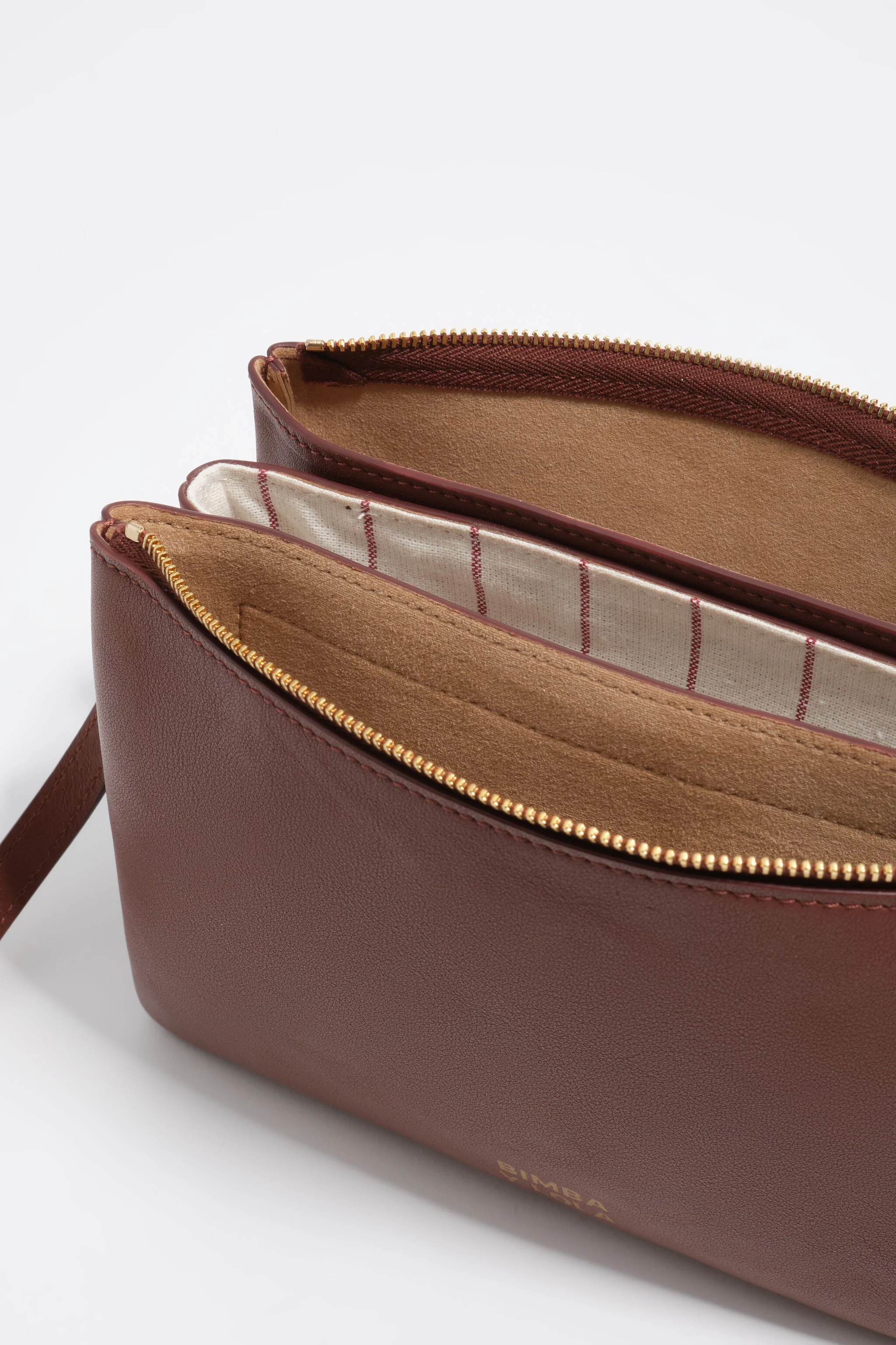 Bolsa clutch tripla mini couro cuoio escuro