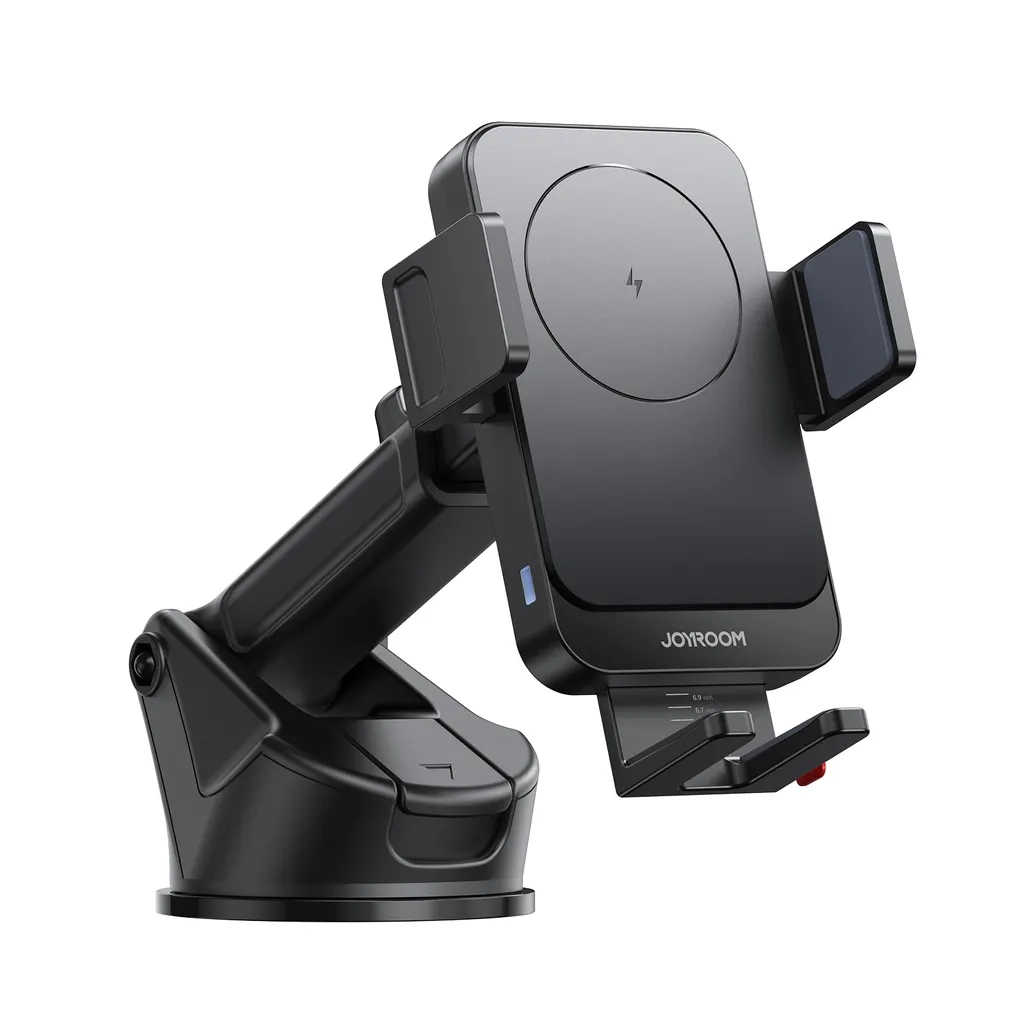 (15W) Qi Wireless Charger Auto KFZ Smartphone Teleskoparm Halterung Ladegerät mit Saugnapf (JR-ZS241S) - Schwarz