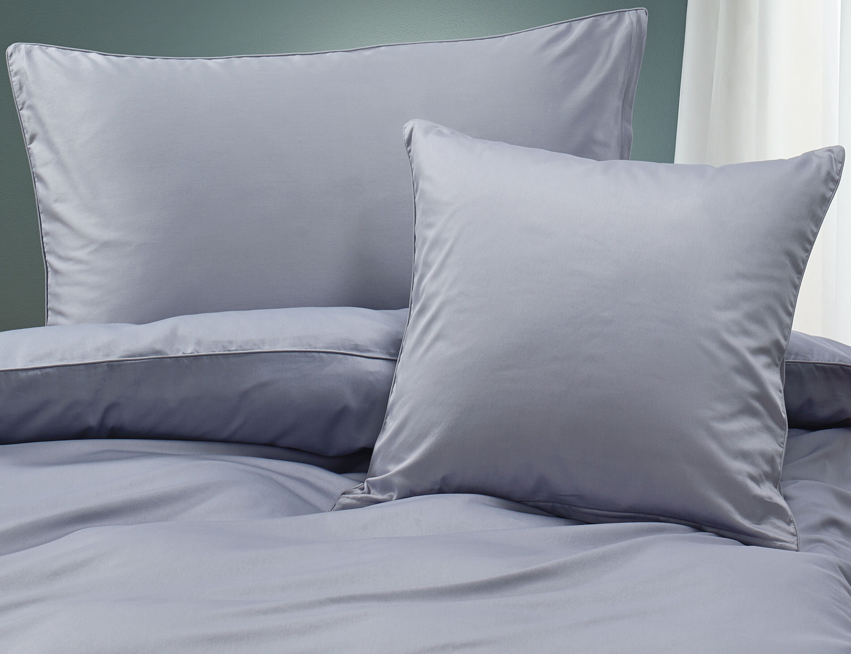 Uni Satin Bettwäsche mit Biese