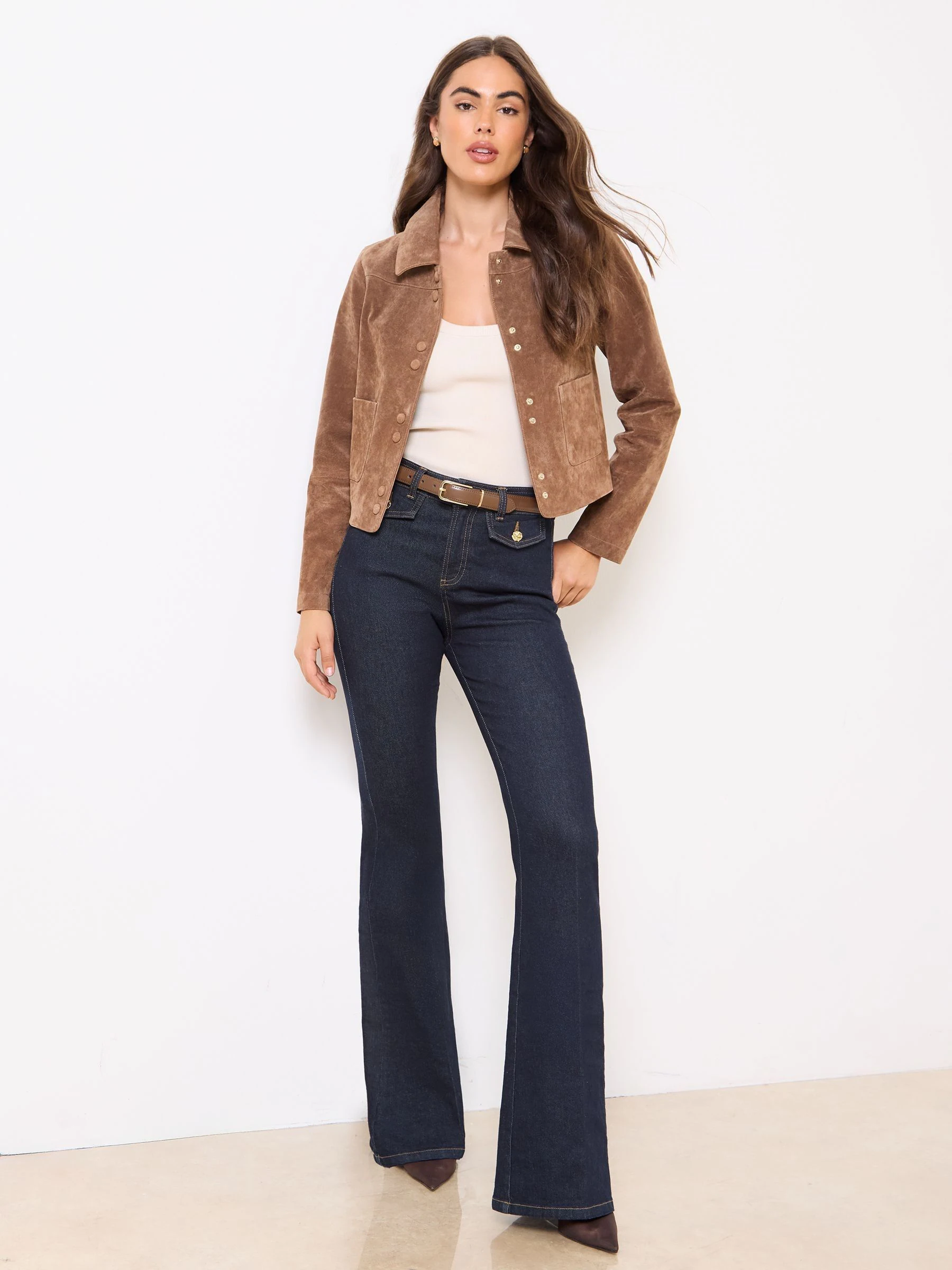 Donkerblauwe wassing - Lipsy Glam jeans met wijde pijpen