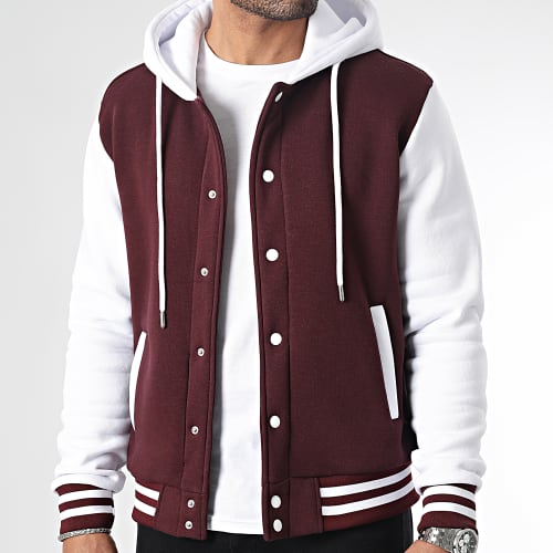 Veste Teddy A Capuche 2556 Bordeaux Blanc
