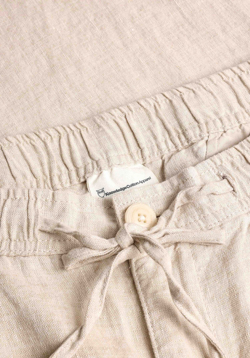 Knowledge Cotton Apparel Leinenhose Fig Loose Linen Pants Yarndyed - Light Feather Gray