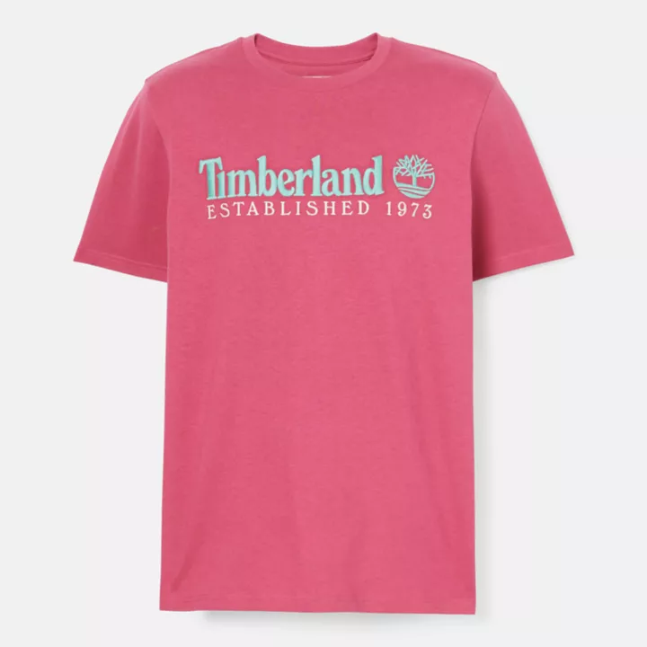 Camiseta masculina rosa da equipe Est. 1973, modelo Crew.
