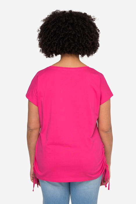 T-Shirt, oversized, Rundhals, seitliche Raffungen