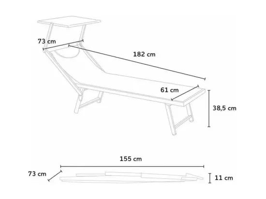 Lot de 4 bains de soleil de plage en aluminium transat pro VISA