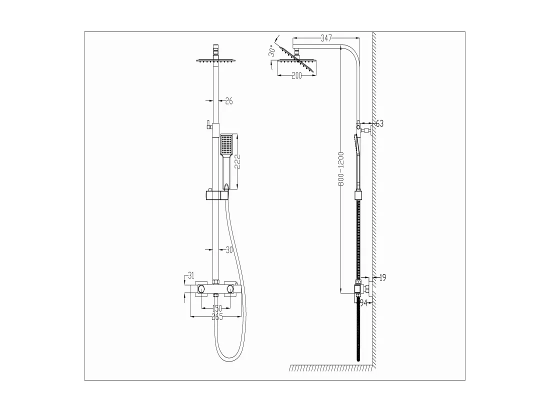 AICA Colonne de douche thermostatique, avec mitigeur thermostatique