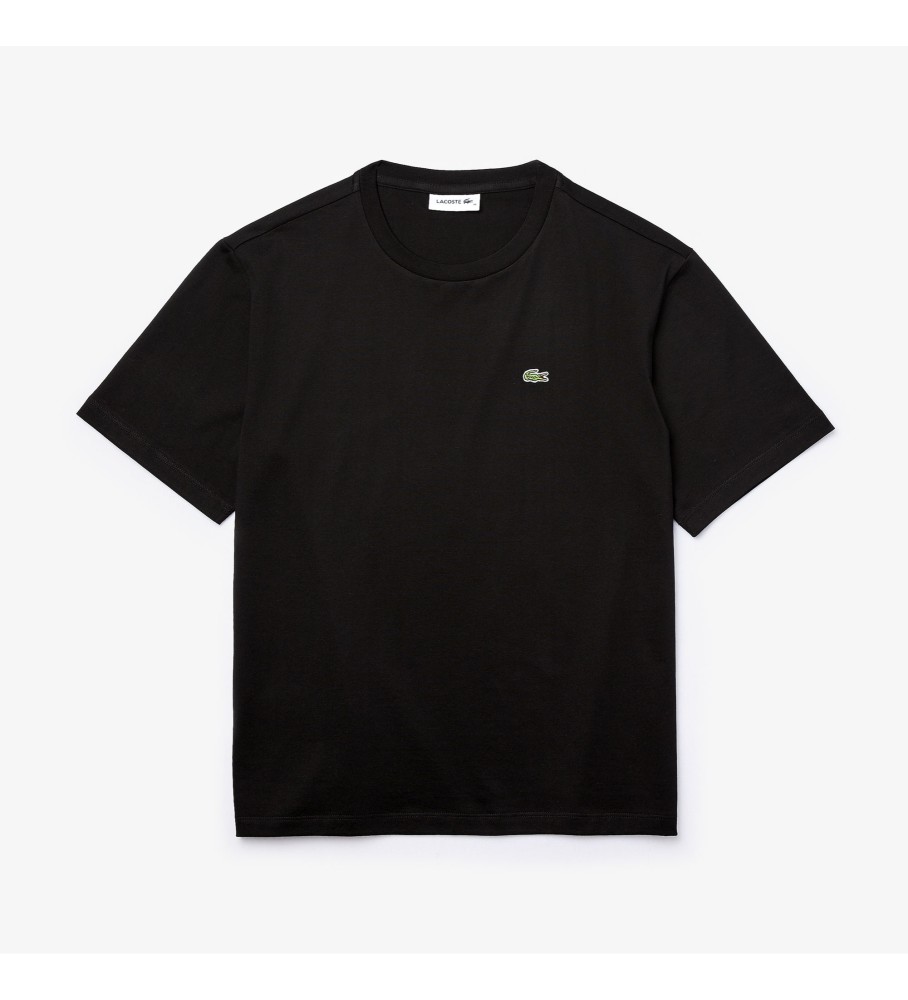 Camiseta Lacoste preta de gola redonda