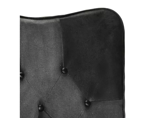 Chaise à oreilles Noir et gris Cuir véritable