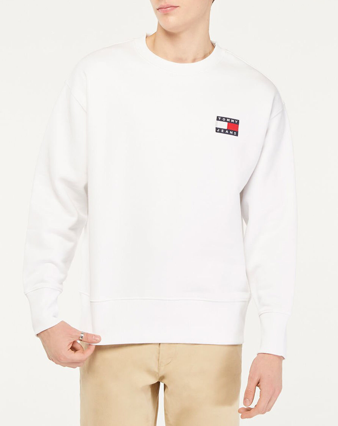 Tommy Jeans Sweat 100% Coton Bio avec badge blanc