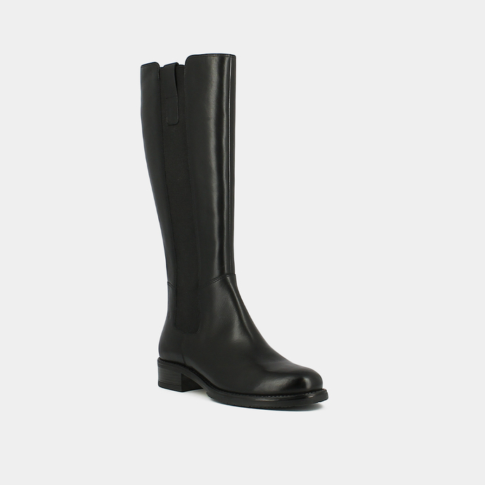 Bottes plates à bouts ronds  en cuir noir
